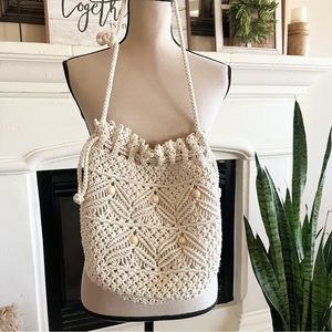 Women's Macrame Bag, Crochet Crossbody Bag, Handmade Macrame Rope Bucket Bag